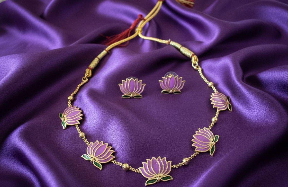 Purple lotus  necklace set